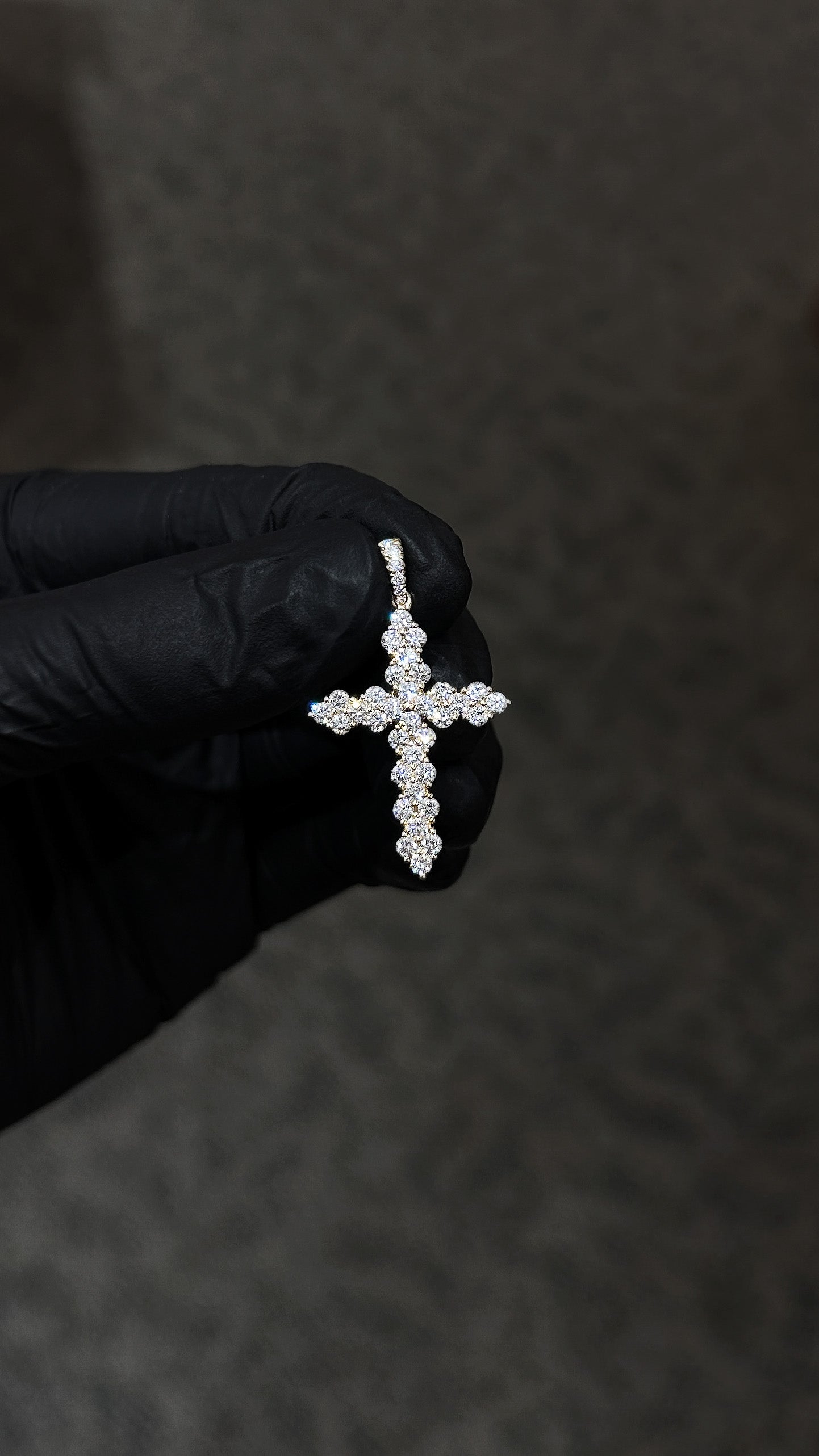 18K White Gold Diamond Cross CH Style Pendant