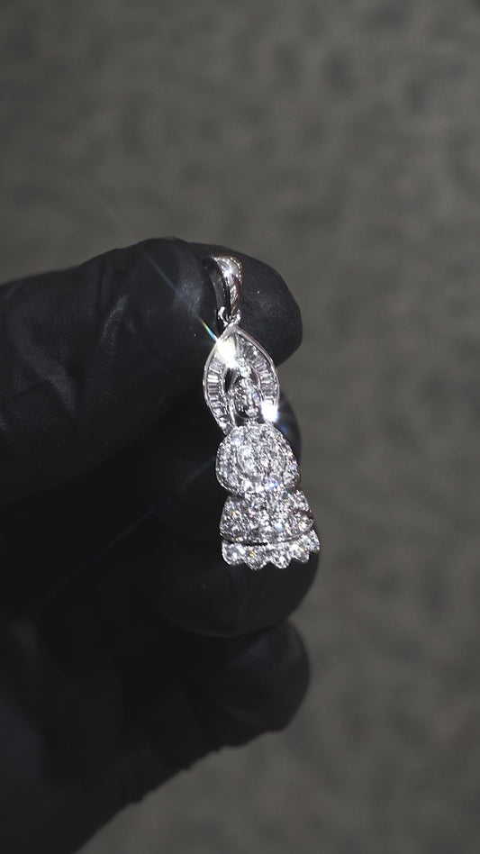 18K White Gold Guan Yin Diamond Pendant