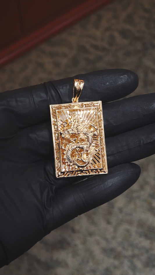 18K Yellow Gold Top Rising Dragon Pendant