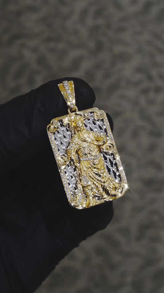 18K 2-Tone Gold Diamond Guan Yu Pendant