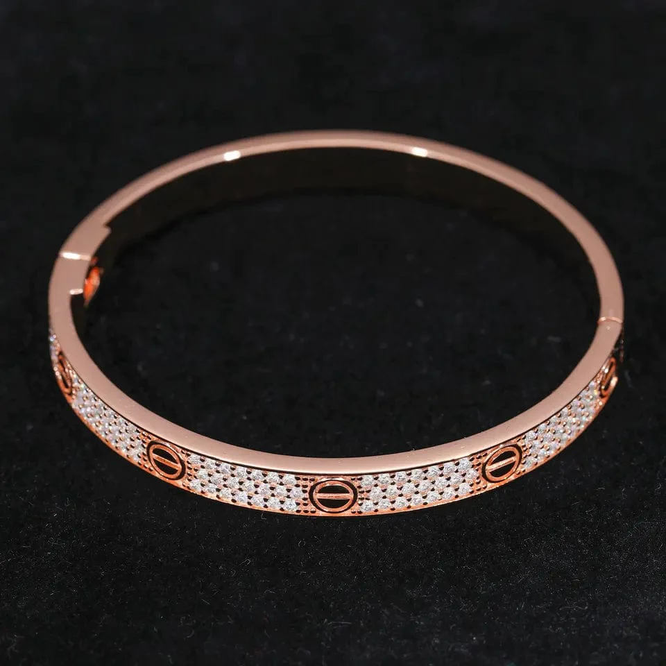 18K ROSE GOLD LOVE BRACELET FULL ICED OUT