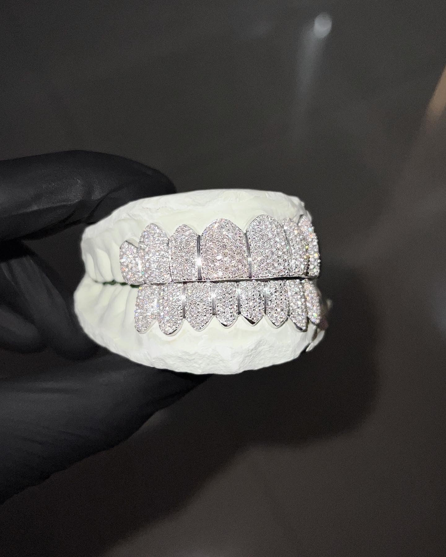 White Gold Honeycomb Setting Diamond Iced Out Grills