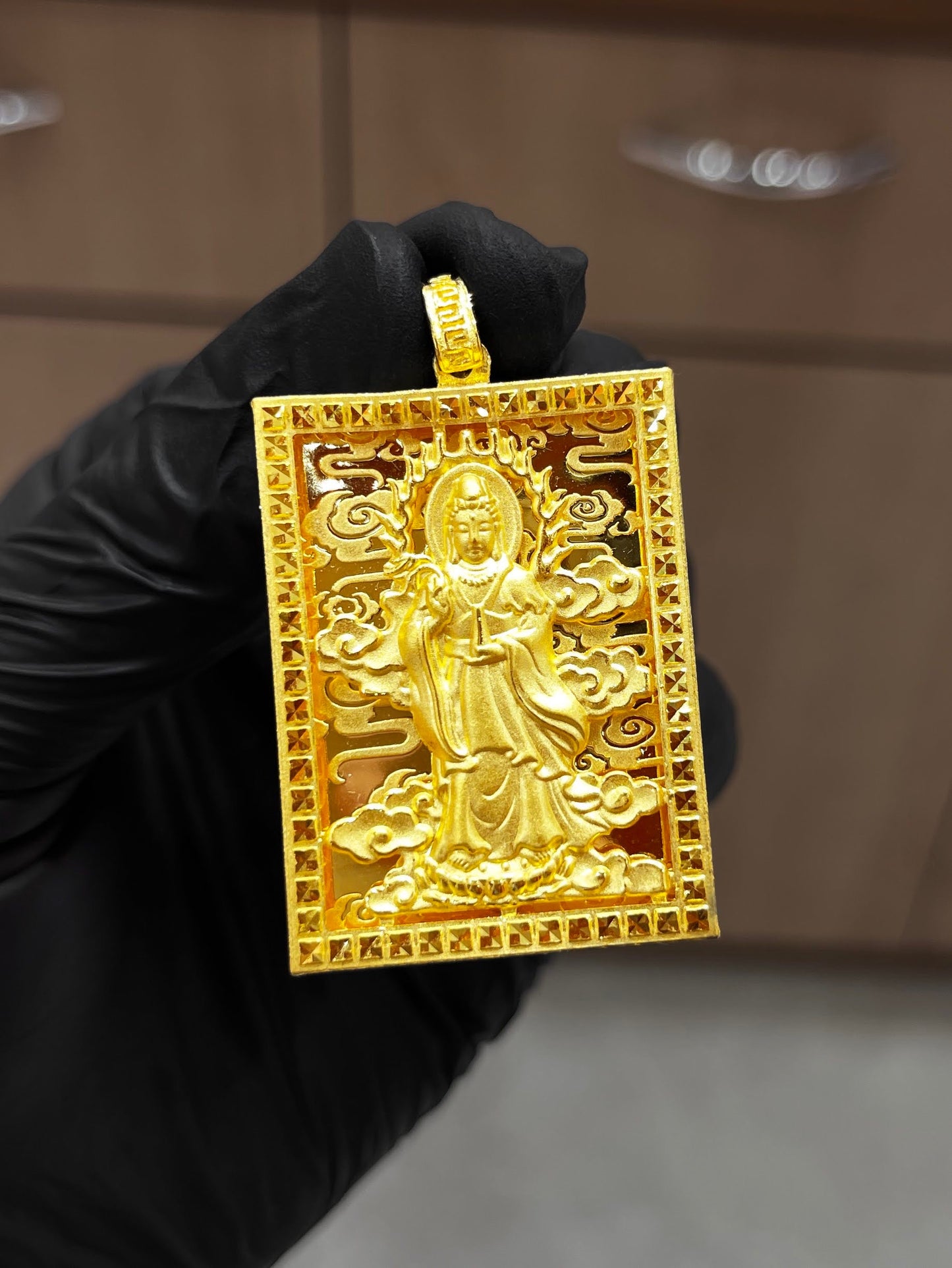 24K Gold Solid Buddha Pendant