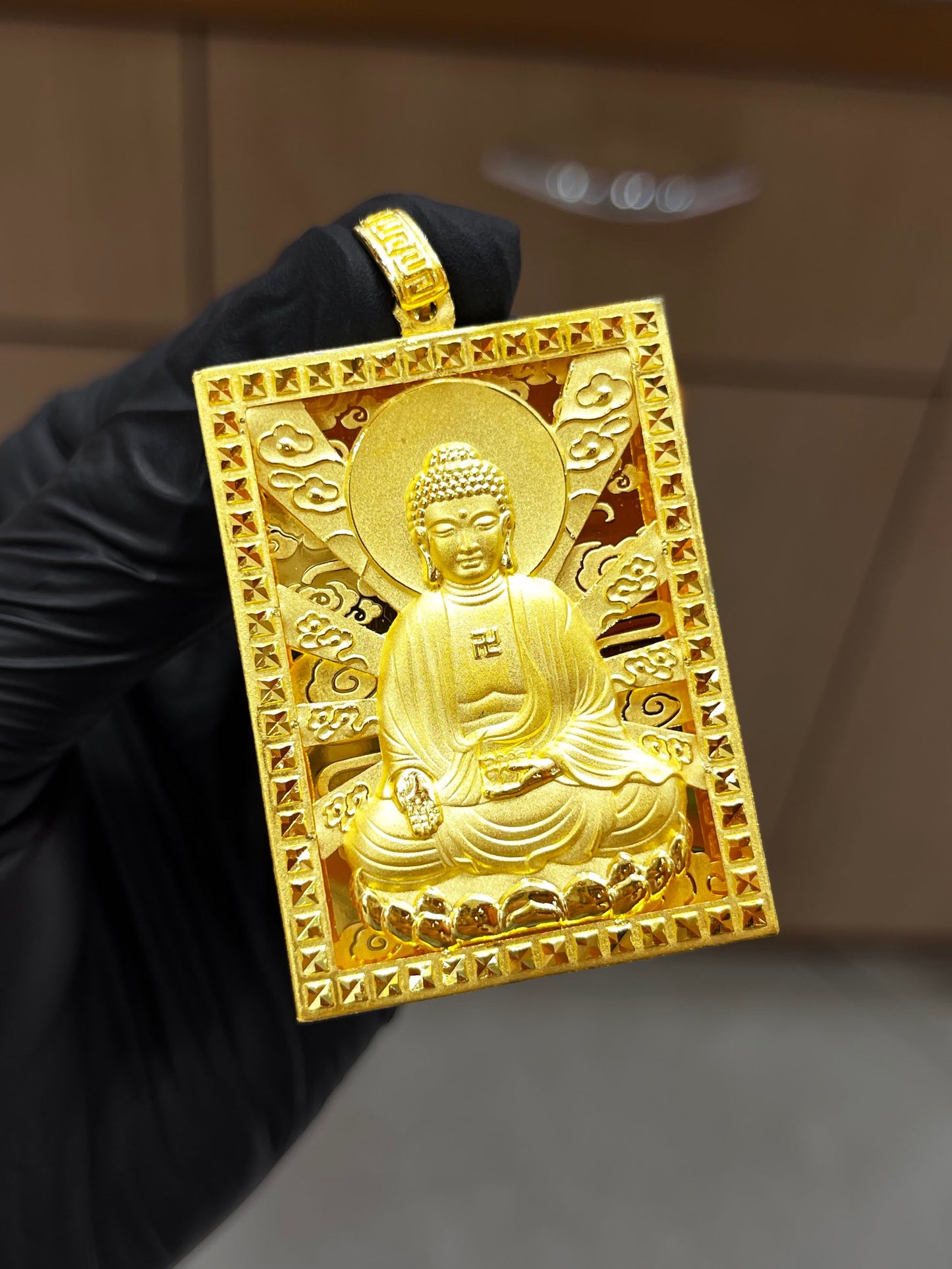 24K Gold Solid Lady Buddha Pendant