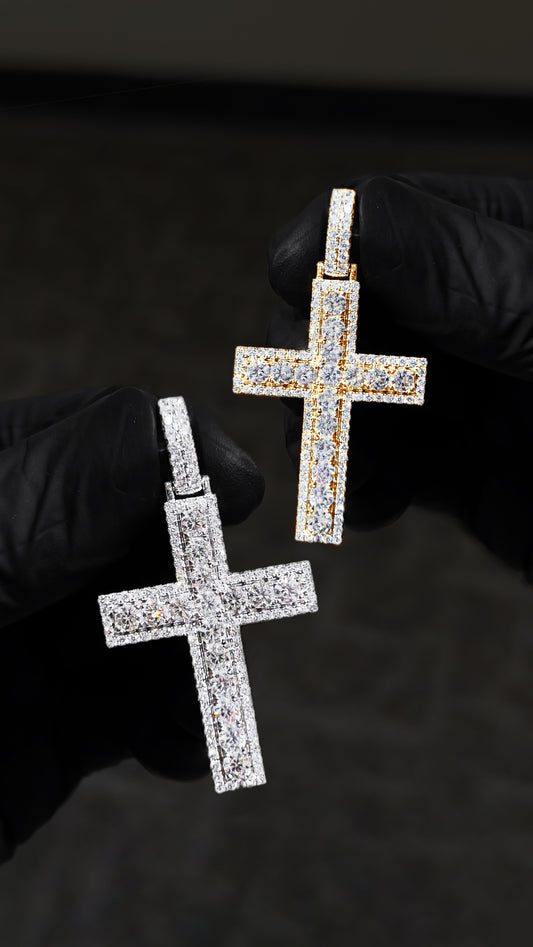 18K Gold Diamond Cross Pendant