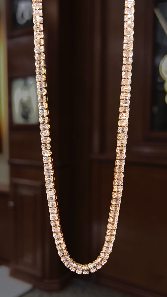 14K Rose Gold Diamond Baguette Chain